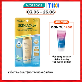 Sữa Chống Nắng Dưỡng Da & Trang Điểm Nhẹ Sunplay Skin Aqua Clear White CC Milk SPF50 25g