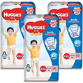 Combo 3 Gói Tã Quần Huggies Dry Gói Cực Đại XXL56 (56 Miếng)