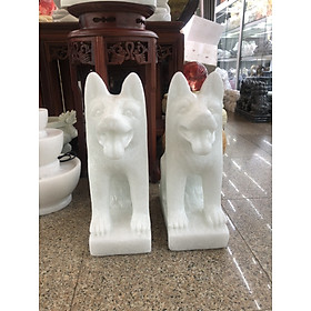 Mua Cặp chó đá phong thủy đá cẩm thạch trắng - Cao 40 cm