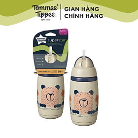 Bình uống nước giữ nhiệt có ống hút kháng khuẩn chống tràn, chống sặc Tommee Tippee SuperStar, 266ml, cho bé từ 12 tháng – Xám