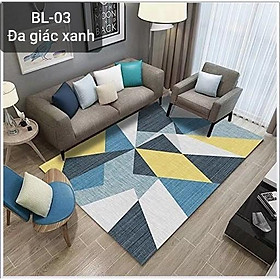 Thảm nỉ BALI trải sàn loại 1m6 x 2m3 loại 5D mẫu đa giác xanh