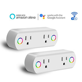 Dual Outlet WiFi Smart Plug Socket Remote Power Switch for Alexa /Google Home US Plug