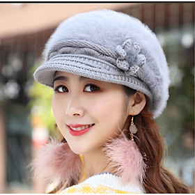 Mũ nón Len lông thỏ nữ 2 lớp lưỡi trai giữ ấm thu đông thời trang Hàn Quốc dona25112701