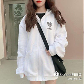 Áo HOODIE HEART DÂY KÉO UNISEX, Áo Khoác Nỉ Bông Dây Kéo HEART Thêu Trái Tim Unisex , Áo khoác hoodie chống nắng dành cho nam nữ Thêu Trái Tim, Nỉ ngoại form rộng Có Dây Kéo unisex ulzzang