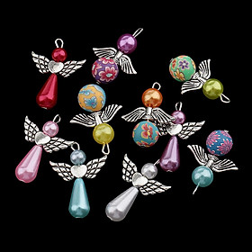 10x Pearl Polymer Clay Angel Charms Pendant for Jewelry Making Crafts