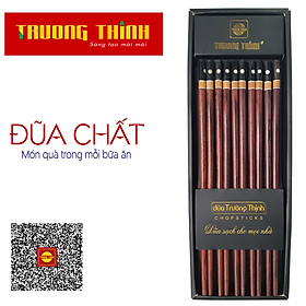 Mua Đũa Gỗ Cẩm Lai Đầu Gắn Ngọc Chấm Bi Màu Vàng Đen Trường Thịnh/ Hộp Màu Đen/ Chính hãng/ 10 Đôi Tròn.