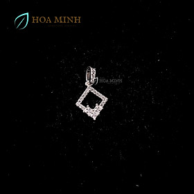 Mặt dây chuyền kiểu hình thoi viền đính đá chất liệu bạc