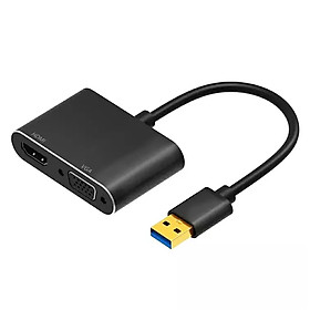 ROGTZ Cáp Chuyển USB 3.0 Ra HDMI Và VGA Hỗ Trợ Audio Cho Máy Tính, Laptop - Hàng Nhập Khẩu
