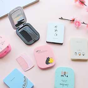 Gương Mini Cầm Tay Hàn Quốc Dễ Thương Cực Tiện Lợi - Tặng Kèm Lược - MP061