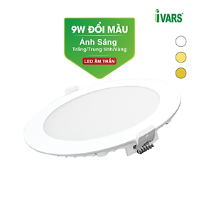 Mua Đèn LED Âm Trần Siêu Mỏng Nhẹ Ánh Sáng Đổi Màu Thương Hiệu IVARS - Công Suất 6W/7W/9W/12W(Tròn/Vuông) - Hàng chính hãng