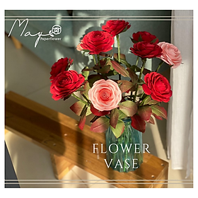 Hoa giấy trang trí cao cấp, Hoa hồng cành lớn handmade Maypaperflower - hoa giấy nghệ thuật, hoa cắm bình, decor nhà ở