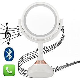7'' Bluetooth Music LED Lighted Dual Sided Vanity Tabletop Free Standing Bedroom Shaving Makeup Mirror & 5x Magnifying