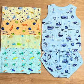 COMBO 5 Bộ quần áo thun cotton S- TomTom Baby | Mẫu Sát Nách Họa Tiết | Size 1 -5 cho bé trai 5-15 kg| Chất vải thun cotton 100% dày dặn , đẹp, mềm | Đồ bộ bé trai | Quần áo trẻ em | Quần áo bé trai | Hàng Việt Nam