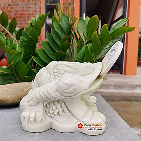 Mua Thiềm thừ cóc 3 chân đá trắng xanh 23cm đá Non Nước