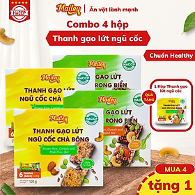 Thanh gạo lứt ngũ cốc chà bông/rong biển mix hạt Mailey-Bánh gạo lứt ăn kiêng hỗ trợ giảm cân MUA 4 TẶNG 1