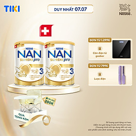 Bộ 2 Lon Sữa Bột Nestlé NAN SupremePro 3 với 5HMO giúp tăng đề kháng, đạm gentle Optipro giúp dễ hấp thu & ngừa nguy cơ dị ứng (chàm sữa) cho bé 2-6 tuổi - Tặng Ghế gấp gọn