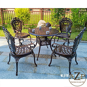 Mua Bộ Bàn Ghế Sân Vườn 80cm Ngoài Trời Outdoor Ban Công (100% Nhôm Đúc) Hàng Nhập Khẩu 100