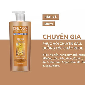 Dầu gội xả phục hồi chuyên sâu dưỡng tóc hư tổn nặng Kerasys Advanced Repair Ampoule Hàn Quốc 600ml