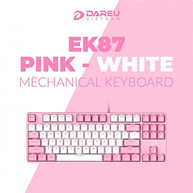 Bàn phím cơ Gaming DAREU EK87 PINK-WHITE (PINK-LED Red D switch) - Hàng Chính Hãng
