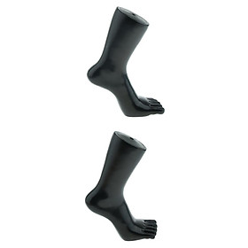 Pair of Black Plastic Foot Model Doll for Socks, Shoes, Anklets Display
