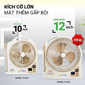 Mua Quạt sạc tích điện dạng hộp AC&DC 12 inch Honjianda FL323/FL313 1-2 bình - có đèn LED & USB - Hàng chính hãng