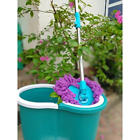 Mua Bộ Cây Lau Nhà Thông Minh 360 Độ Tự Vắt - Cây Lau Inox Mâm Nhựa - Bộ Bao Gồm 02 Bông Lau