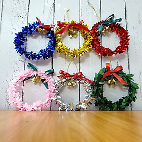 Mua Phụ kiện trang trí noel trang trí cây thông VÒNG HOA LỤC LẠC NHÍ MÀU XANH LÁ CÂY A60
