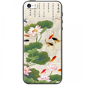 Ốp lưng dành cho iPhone 5, iPhone 5S, iPhone SE mẫu Hoa sen cá