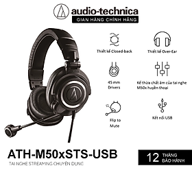 Tai Nghe Chụp Tai Audio Technica ATH-M50XSTS-USB Streaming Headset - Hàng Chính Hãng