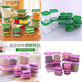 Set 5 hộp đựng thực phẩm bảo quản tủ lạnh đa năng có nắp đậy, thông minh, cao cấp - Bộ 5 hộp rổ đựng rau quả để tủ lạnh