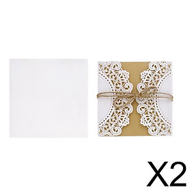 Hình ảnh 2x10 Sets Wedding Invitation Cards With Envelopes and Seals Paper White