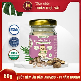 Bột Nêm Ăn Dặm Anpaso 60g - Vị Nấm Hương, Thực Phẩm Bổ Sung Dinh Dưỡng Cho Bé Ăn Dặm Cho Cả Gia Đình, Người Bị Bệnh Tim Mạch, Ăn Kiêng, Ăn Chay