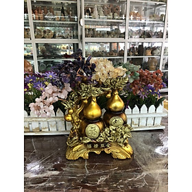 Cây tài lộc bầu hồ lô phong thủy đá thạch anh trang trí bàn thờ thần tài, bàn làm việc - Cao 28 cm