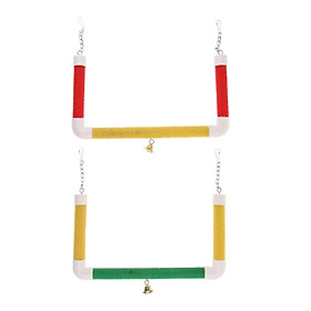 Small & Medium Parrot Cage Perch with Quartz Sand Surface Swing Bell (2Pcs)