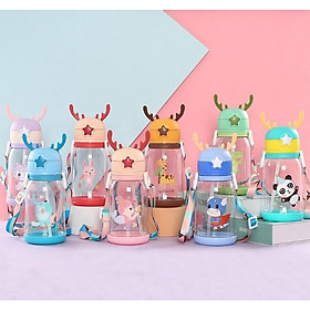 Mua Bình Đựng Nước Sừng Hưu 600Ml Có Nút Bấm Kèm Dây Đeo