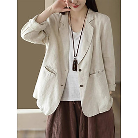 Áo vest blazer khoác nhẹ Linen dài tay  cổ ve vuông phong cách công sở Haint Boutique Bz10
