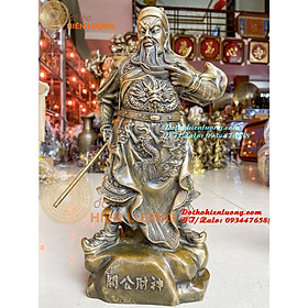 Mua Tượng Quan Công - Quan Vân Trường Dáng Đứng Cầm Đao Mặc Áo Rồng Bằng Đồng Nguyên Chất - Tượng Đồng Trang Trí Phòng Khách
