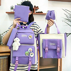 Set balo 4 món đi học laptop balo combo 4 món ulzzang