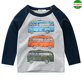 Áo trẻ em nam In Hình Xe Bus Độc Đáo Chất Cotton Mềm Mại, An Toàn Cho Bé từ 10-35kg