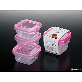 Mua set 3 hộp thực phẩm nakaya 300ml nắp hồng nội địa nhật bản