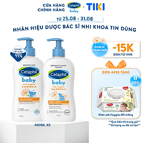 Combo Sữa tắm gội Cetaphil Baby W&S with Organic Calendula 400ml + Sữa dưỡng thể Cetaphil Baby with Organic Calendula 400ml