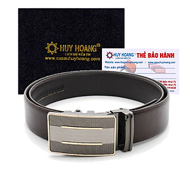 HJ4127 - Dây nịt nam Huy Hoàng đầu tăng màu nâu (đầu khóa giao ngẫu nhiên)