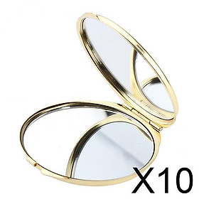 10xDual Side Makeup Mirror Dormitory Bathroom Round Folding Mirrors Golden
