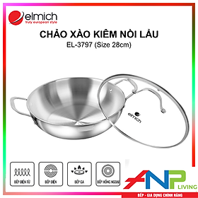Mua Chảo Xào Kiêm Nồi Lẩu inox cao cấp 3 lớp đáy liền ELMICH TRI-MAX (EL-3797 Size 28cm  EL-3798 Size 30cm) - Hàng Chính Hãng