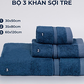 Bộ 3 khăn tắm gội mặt sợi tre mềm mại siêu thấm hút Royal Towel