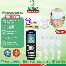Máy massage xung điện Nikio NK-103A - 4 kênh, 8 miếng dán, 16 chế độ, 20 cường độ tùy chỉnh