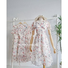 Đầm thiết kế WONDERHOUSE cổ tim tầng xòe chất liệu tơ in hoa công sở, dạo phố nhẹ thanh lịch nữ tính - Winne Dress
