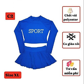 Đồ bơi tay dài nữ - cho bé gái kín đáo từ 40-50kg - chân váy cạp cao - Kiên Lửa