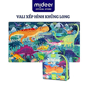 Đồ chơi xếp hình khủng long 104 mảnh dinosaur age mideer vali gift box puzzle