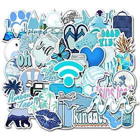 Set 30 Sticker chủ đề màu xanh ảnh ép lụa
